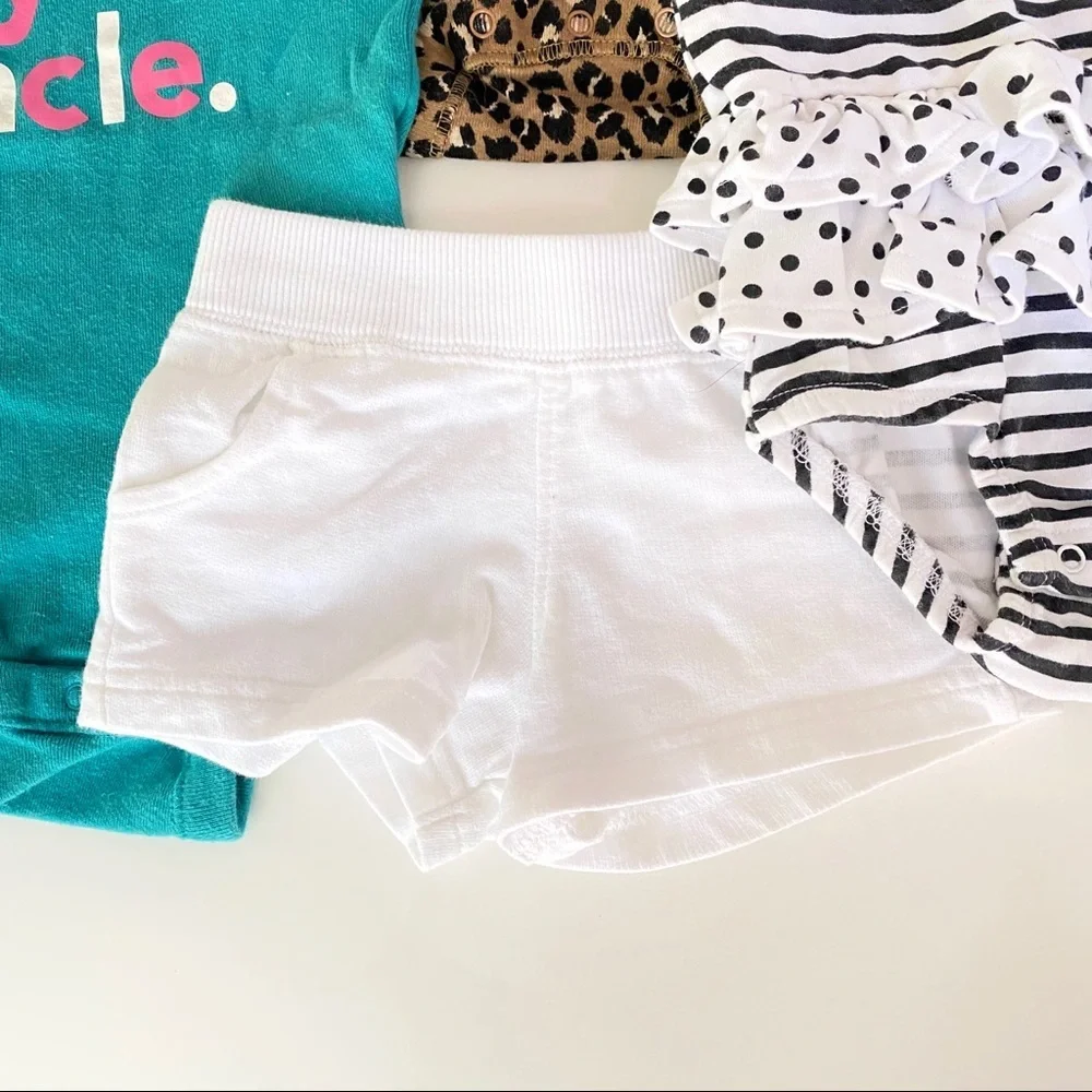 Baby Girl Clothes Bundle 6M Lot Bodysuits Shorts Outfits Mixed Brands 6pc
